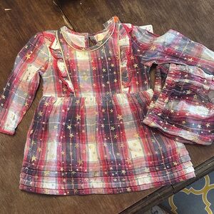 NWT Elodie Metallic Plaid Set